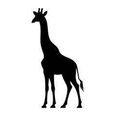 Elegant black giraffe silhouette standing majestically perfect for wildlife projects