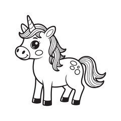 Cute Unicorn with Rainbow and Clouds - Fun Kids' Fantasy Illustration
