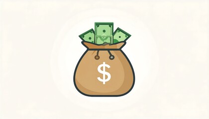 Cartoon money bag filled with cash
