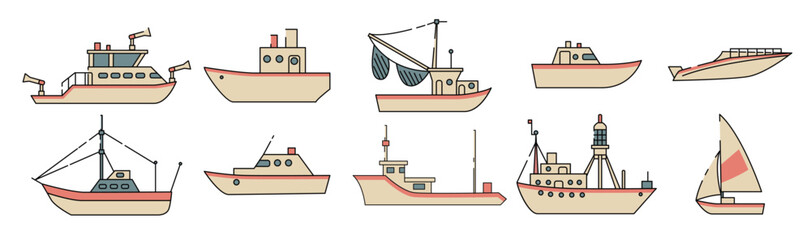 fishing boat vector. Trawler vector
