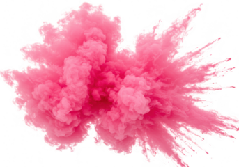 Pink smoke explosion isolated on transparent background