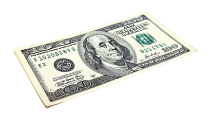 Flying 100 American dollars banknotes cut out