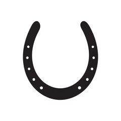 Black horseshoe icon on light beige background, symbolizing luck and protection. Minimalist vector design ideal for wellness, lifestyle, and cultural-themed creative projects.