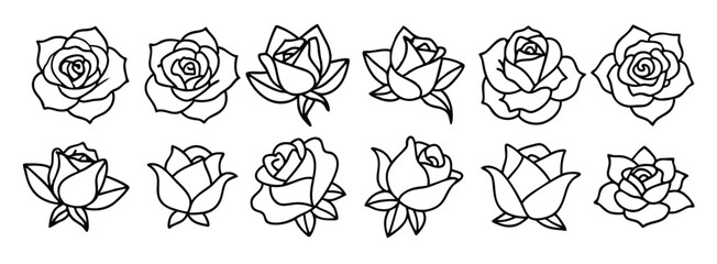 Classic rose line art design artistic illustration