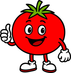 Fototapeta premium Vector Illustration, Mascot or Character, Tomato Cartoon, Transparent Background PNG