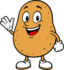 Obraz premium Vector Illustration, Mascot or Character, Potato Cartoon, Transparent Background PNG