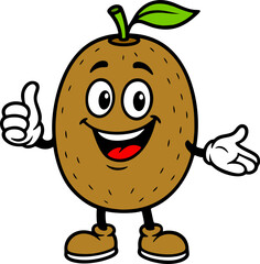 Obraz premium Anthropomorphic kiwi vector illustration, for fruit or food mascot design, transparent background PNG