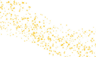 Wavy Golden Star Glitter Trail on Transparent Background
