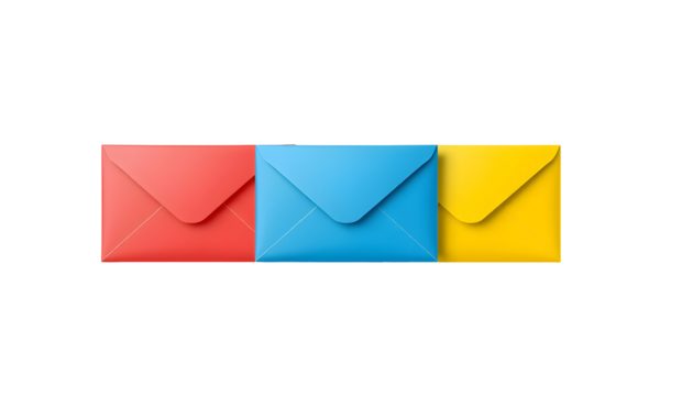 Colorful Envelopes on Transparent Background