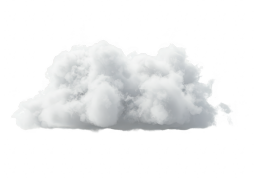 A single fluffy white cloud isolated on a transparent background, representing softness and the sky