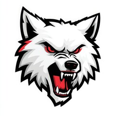 Obraz premium Wolf, professional sport team logo, Mascot, headshot, angry, flat white background