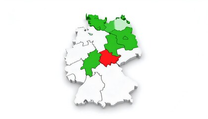 Fototapeta premium German Regions 3D Map, Highlighted Areas