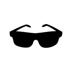 Silhouette of stylish sunglasses isolated against a white background, fashionable eyewear