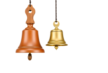 Two Decorative Bells Hanging Against a Transparent Background