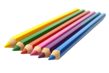 Set of color pencils isolated on transparent background