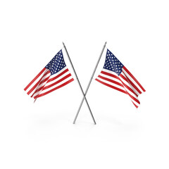 Crossed American Flags, 3d Png, Transparent background
