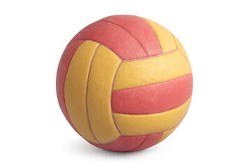 Obraz premium Water polo ball with red and yellow panels on a transparent background, perfect for sports-themed projects