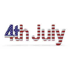 Fototapeta premium Patriotic 4th of July Text Graphic, 3d Png, Transparent background