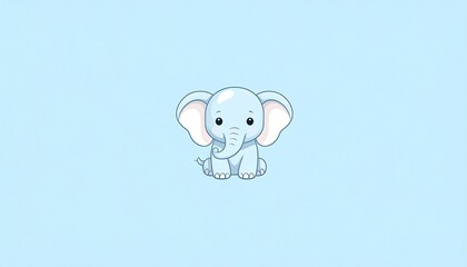 Light blue cartoon elephant illustration