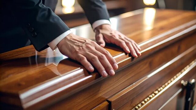 Hands on coffin top