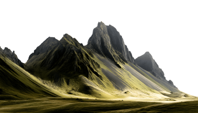 A scenic photograph capturing a breathtaking view of mountain landscapes under a clear sky