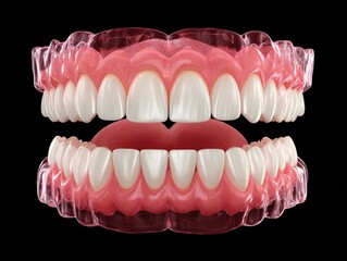 Obraz premium 3D model of a full mouth with teeth and gums, clear retainer