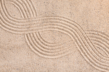 Texture of sand with pattern. Zen concept