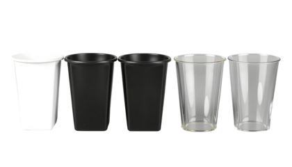 Assortment of Empty Cups in a Row