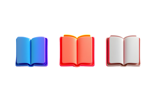 Colorful Open Books Rendered in 3D