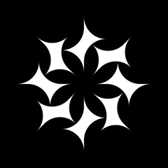 Abstract White form on black background. White geometric shape on black background. Vector.