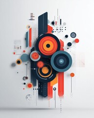 Obraz premium Futuristische 3D-Illustration mit konzentrischen Kreisen und Formen