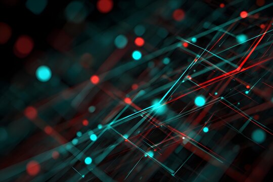 Futuristic geometric grid abstract with neon tones