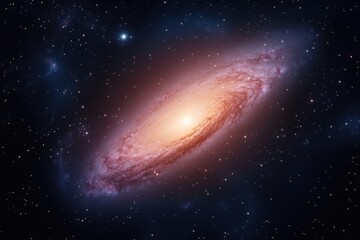 Obraz premium Bright spiral galaxy amidst stars in deep cosmic space