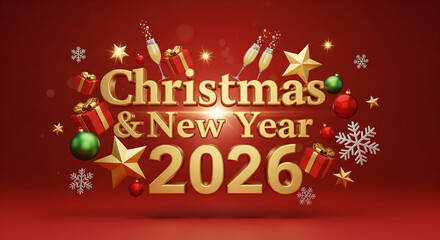 Christmas & New Year 2026 Festive 3D Render