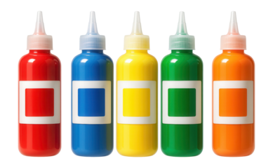 Set of tempera paints in squeeze bottles