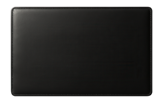 Black leather desk pad with stitched edges