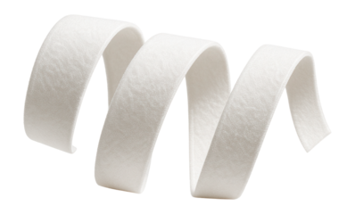 White velvet ribbon with embossed texture