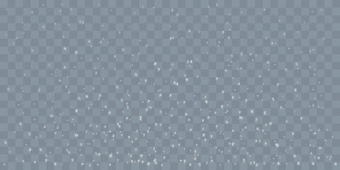 Winter blizzard. Snowflakes falling down. Snowy air flow. Realistic 3d illustration isolated on a transparent background.