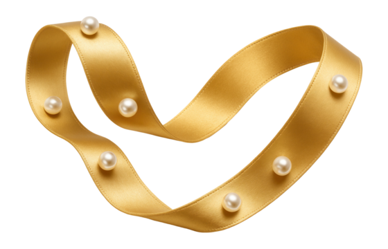 Gold satin ribbon with pearl accents