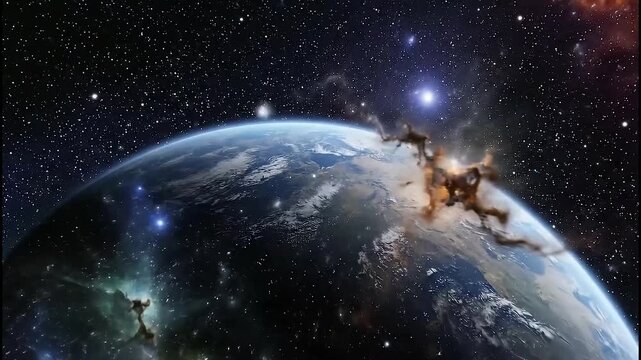 Warp Space Gateway in Nebula Transporting to Another Star System, earth in space