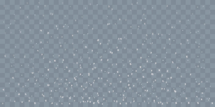 Winter blizzard. Snowflakes falling down. Snowy air flow. Realistic 3d illustration isolated on a transparent background.