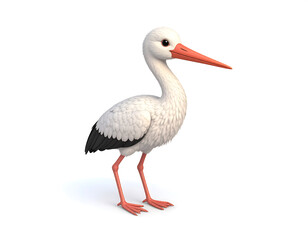Fototapeta premium Elegant stork stands majestically on one leg in a serene natural setting under clear skies