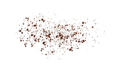 Splashes of abstract watercolor spots scattered across the page, imitating cinnamon. Hand-drawn illustration isolated on a white background.