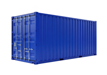 Blue shipping container isolated on transparent background