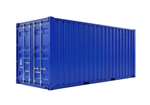 Blue shipping container isolated on transparent background