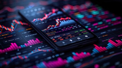 Dynamic Financial Stock Market Chart with Colorful Data Visualization for Trading Analysis and Market Volume Trends