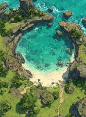 Coastal cove, tropical island vista