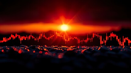 Dynamic Financial Stock Market Chart with Colorful Data Visualization for Trading Analysis and Market Volume Trends