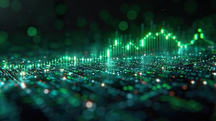 Dynamic Financial Stock Market Chart with Colorful Data Visualization for Trading Analysis and Market Volume Trends