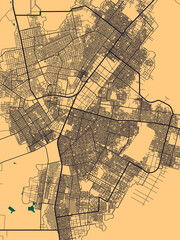 Nouakchott Mauritania Map. Abstract painting modern urban travel art downtown landmarks artwork